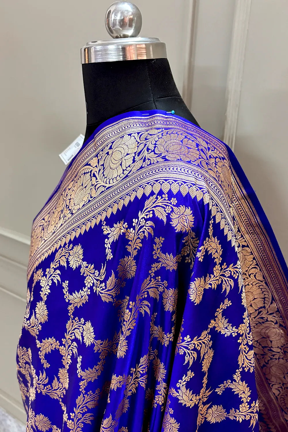 Dark Blue Mughlai Jaal Katan Silk Banarasi Saree