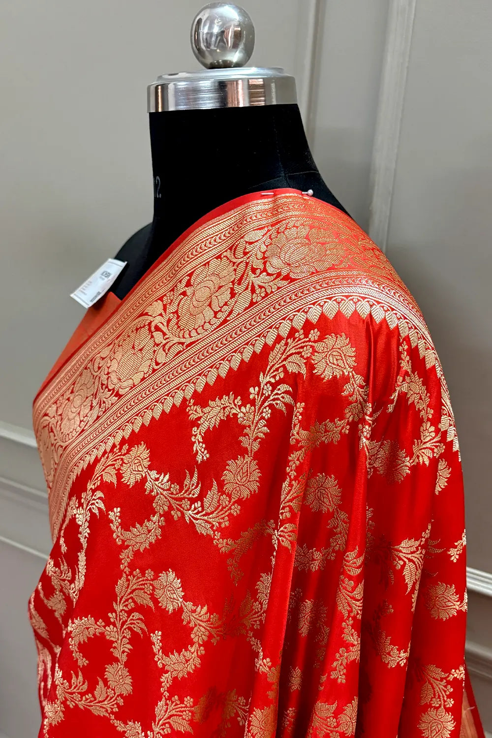 Dark Orange Mughlai Jaal Katan Silk Banarasi Saree
