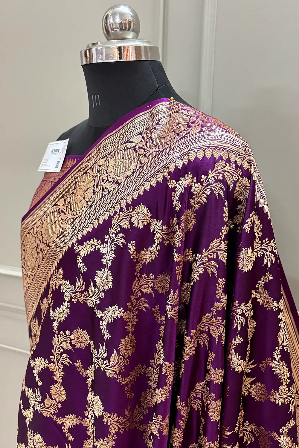 Dark Purple Mughlai Jaal Katan Silk Banarasi Saree