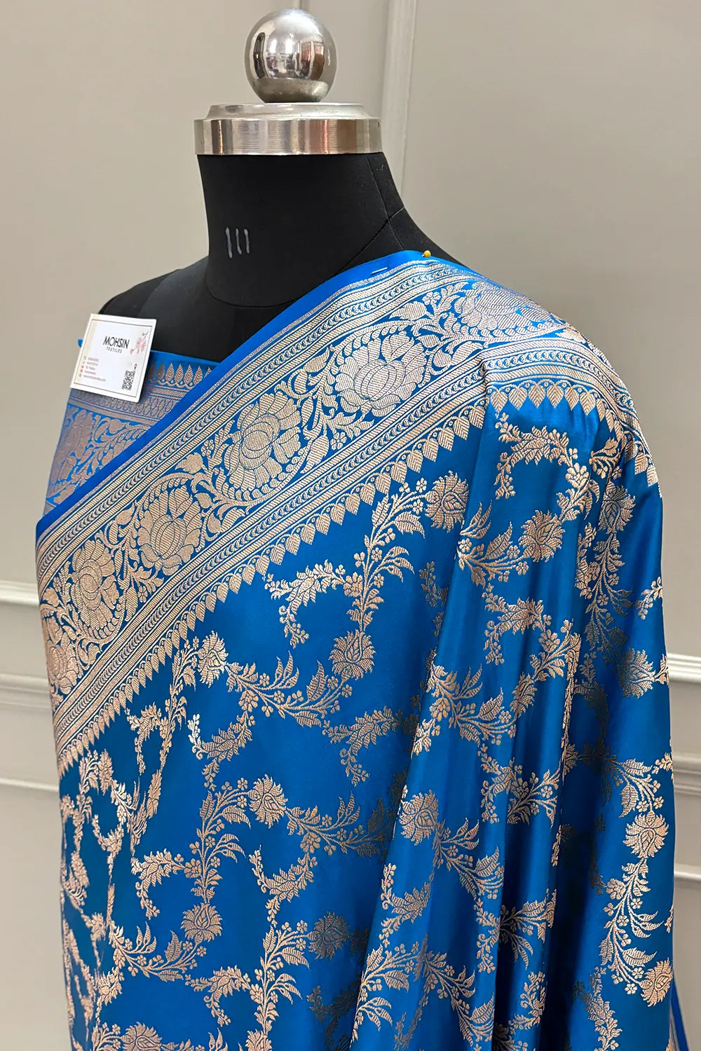 Firozi Mughlai Jaal Katan Silk Banarasi Saree