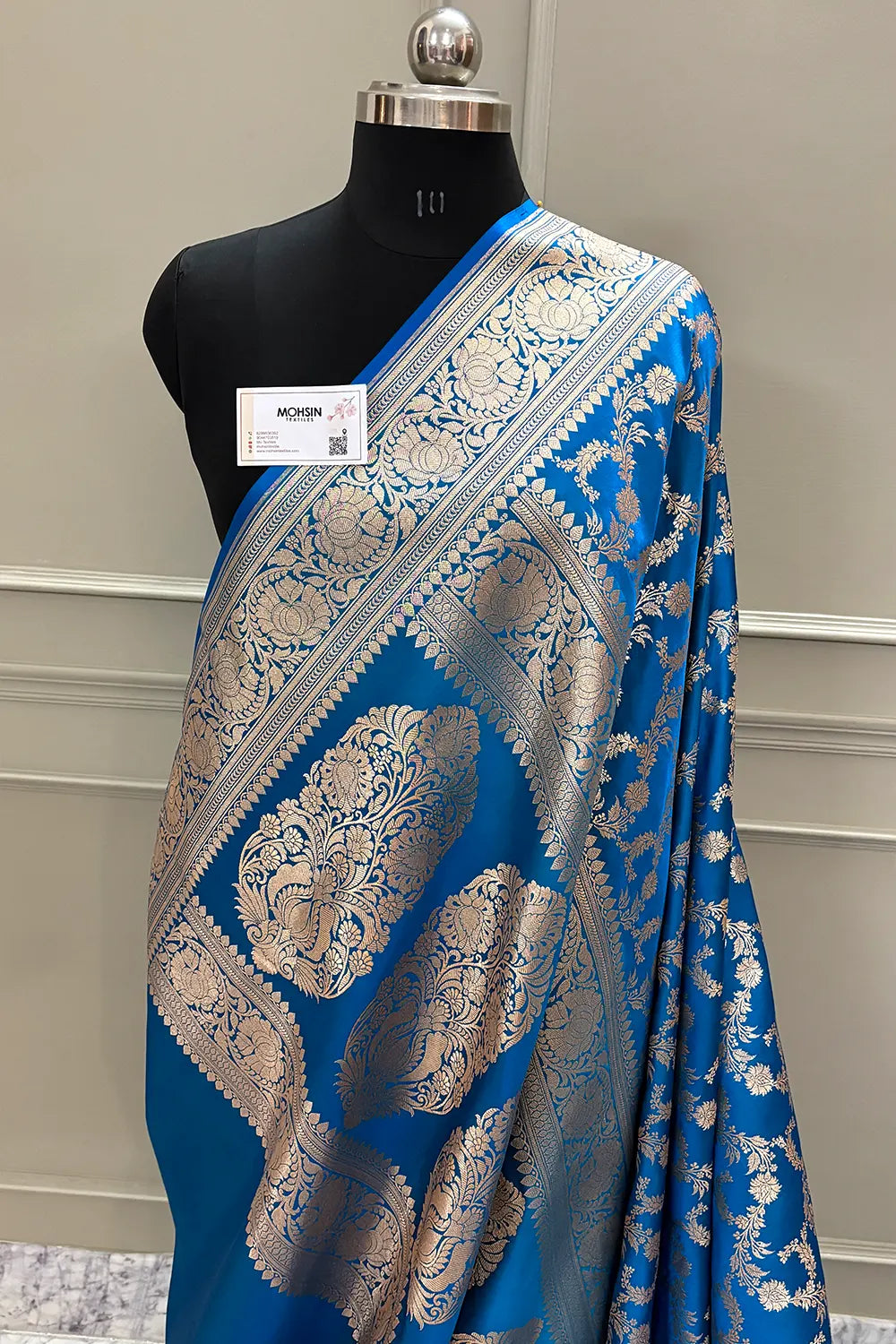 Firozi Mughlai Jaal Katan Silk Banarasi Saree