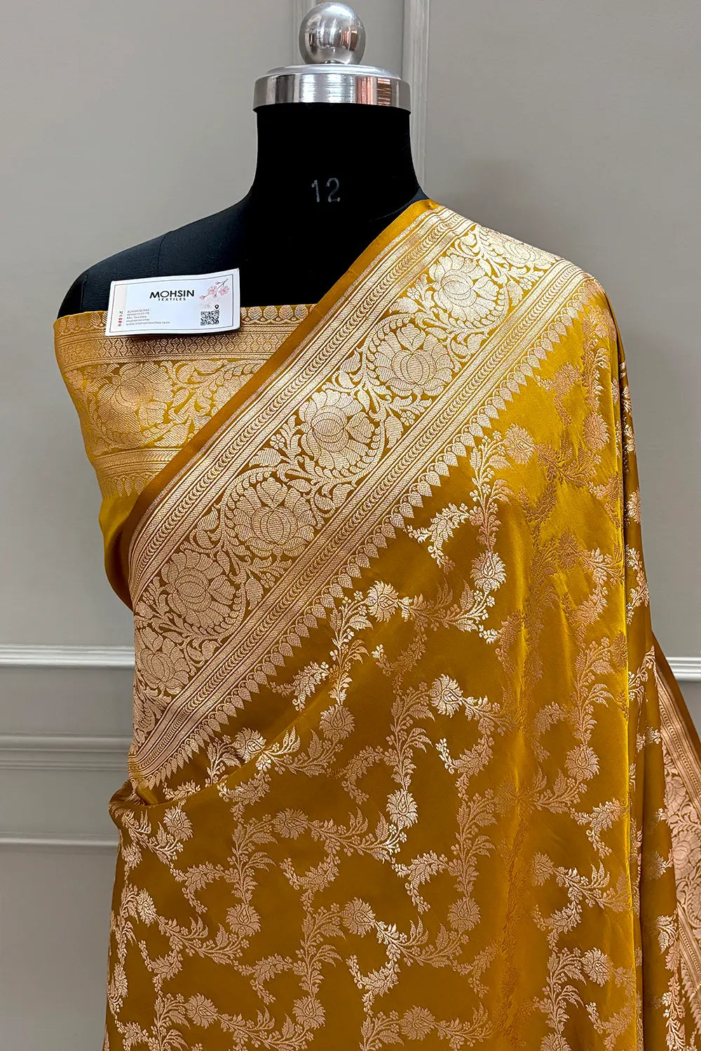 Mustard Mughlai Jaal Katan Silk Banarasi Saree