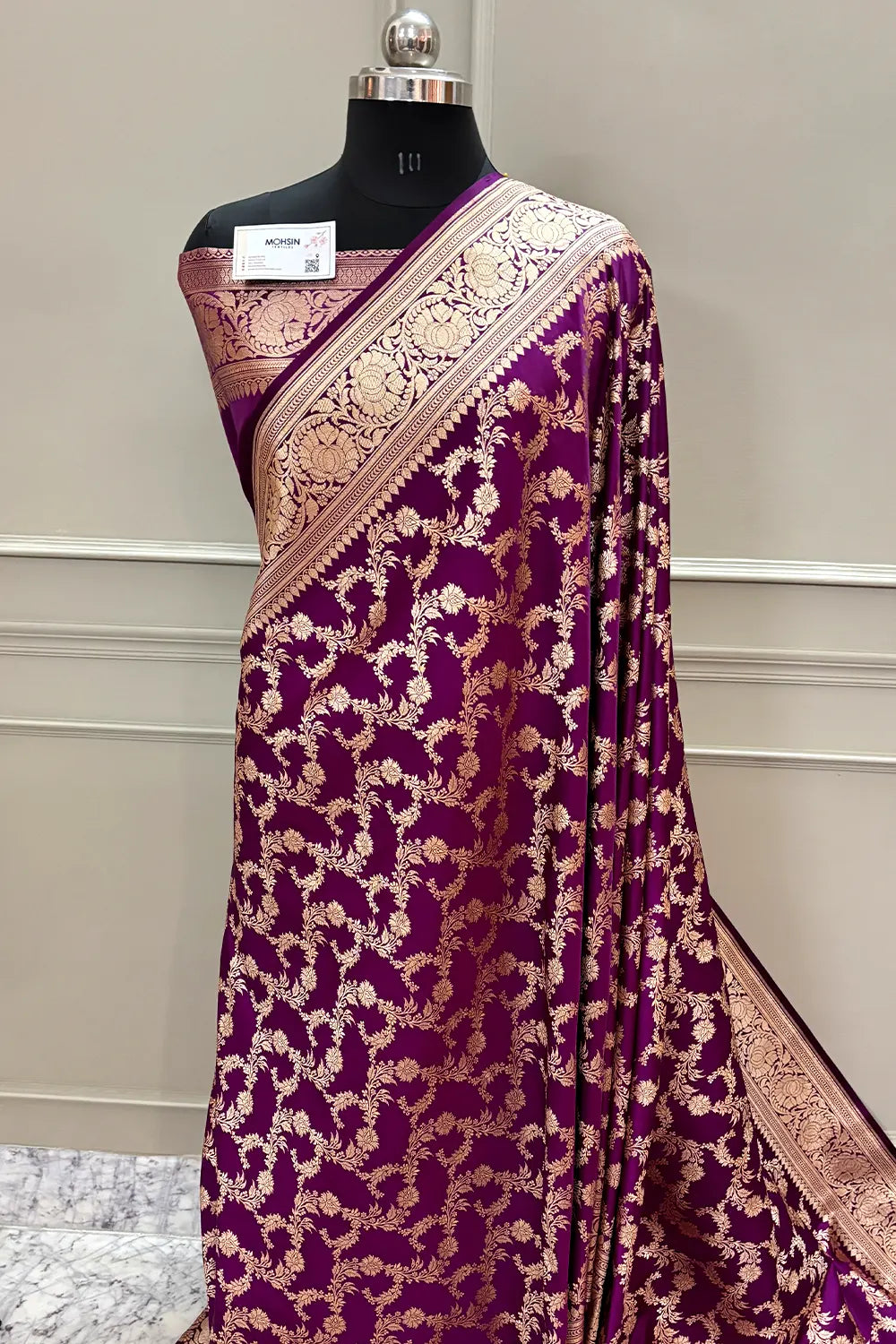Purple Mughlai Jaal Katan Silk Banarasi Saree