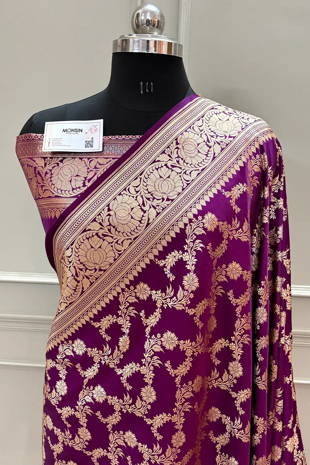 Purple Mughlai Jaal Katan Silk Banarasi Saree