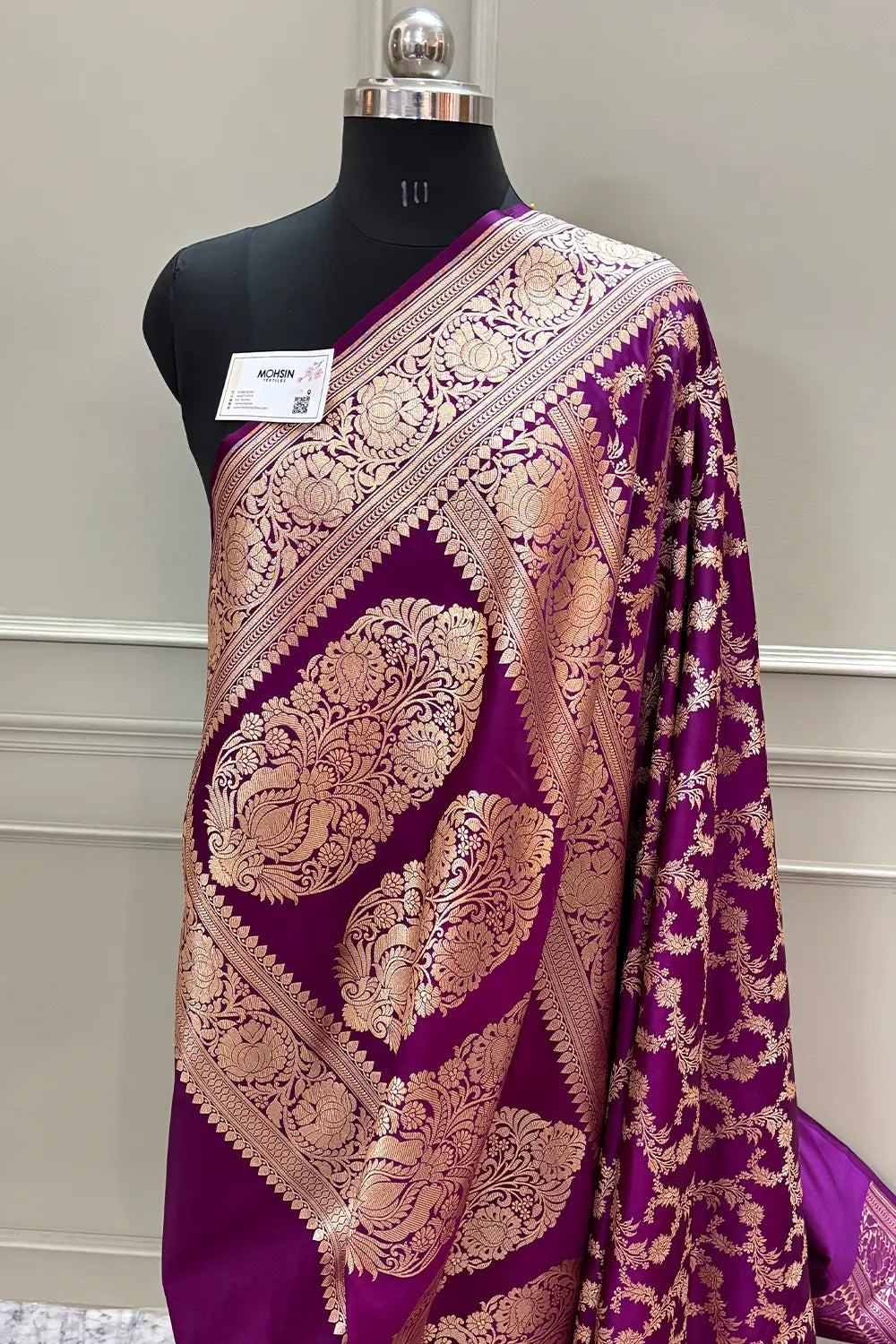 Purple Mughlai Jaal Katan Silk Banarasi Saree