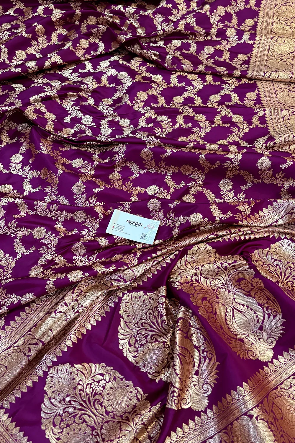 Purple Mughlai Jaal Katan Silk Banarasi Saree