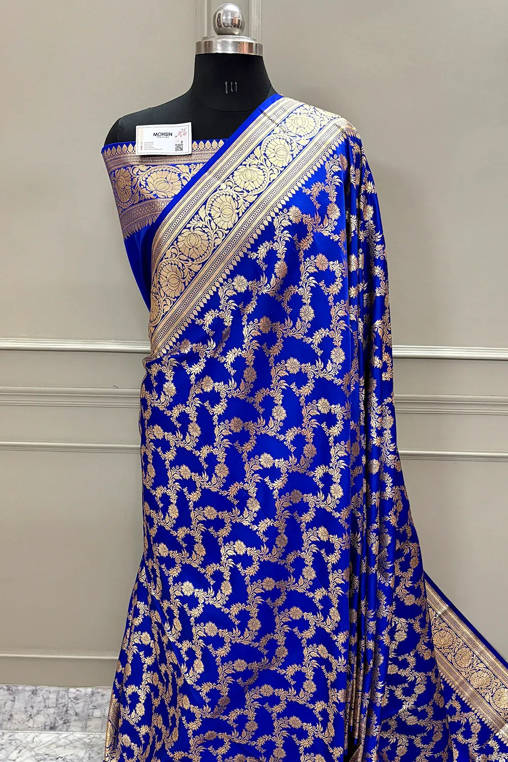 Royal Blue Mughlai Jaal Katan Silk Banarasi Saree