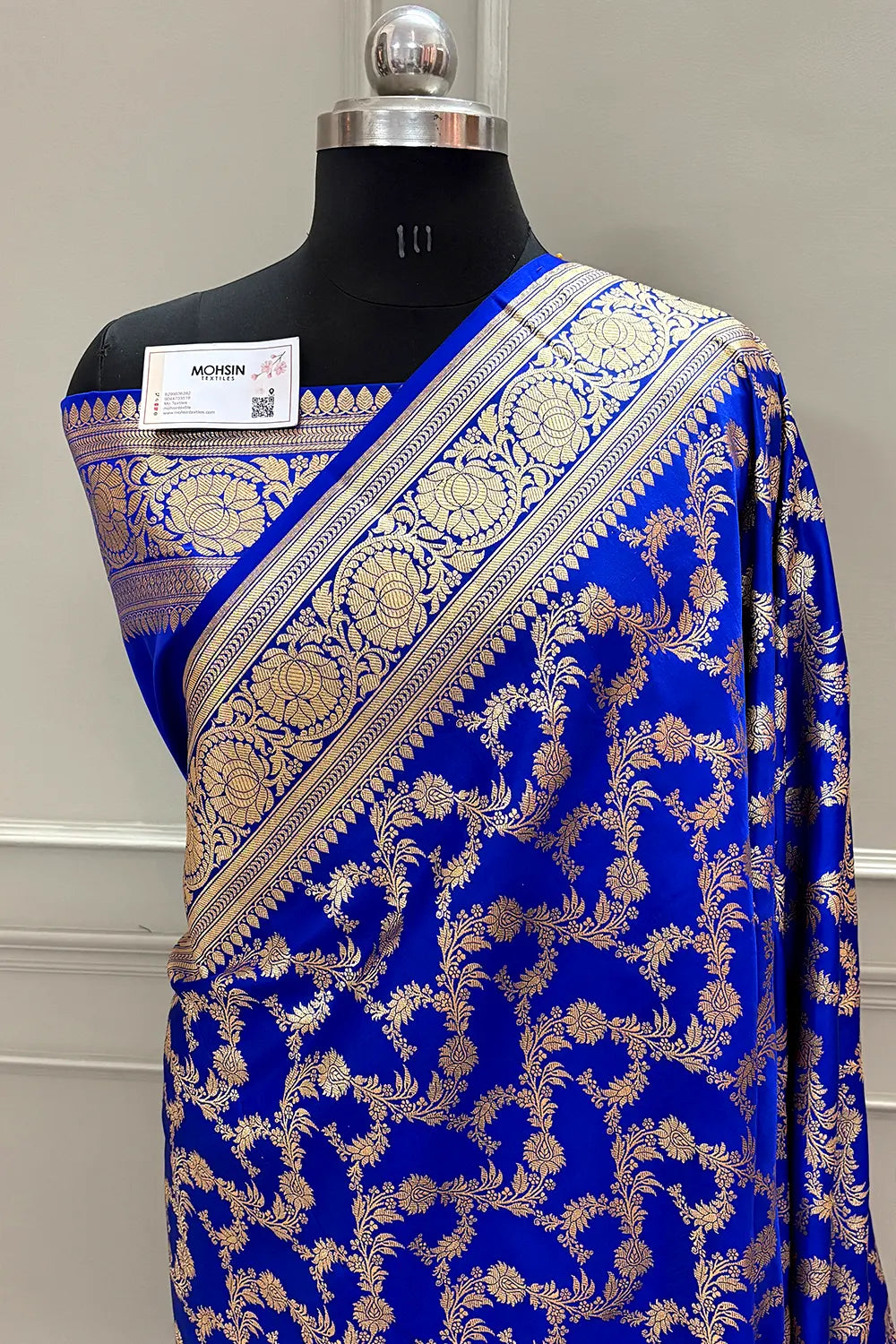 Royal Blue Mughlai Jaal Katan Silk Banarasi Saree