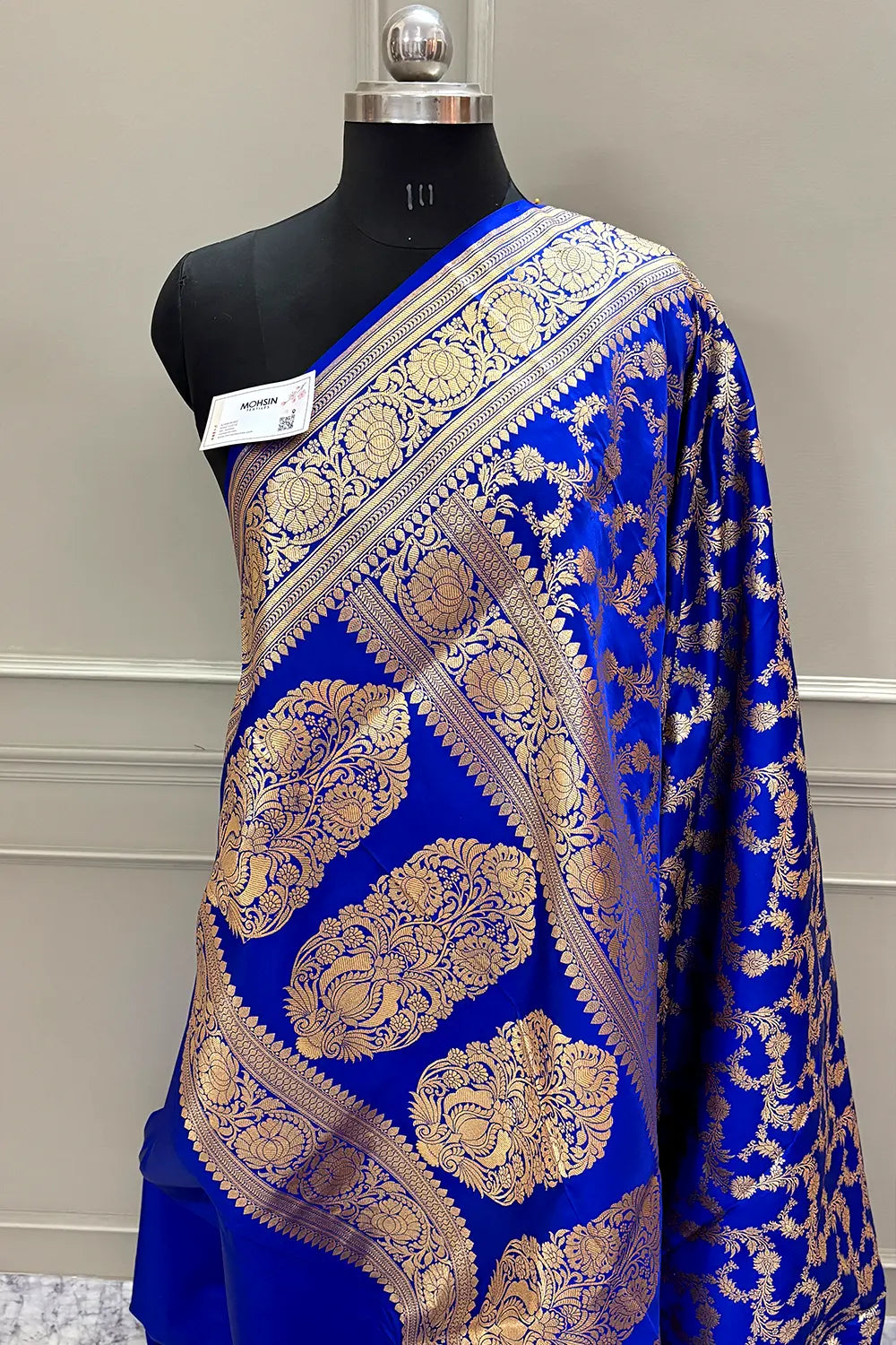 Royal Blue Mughlai Jaal Katan Silk Banarasi Saree
