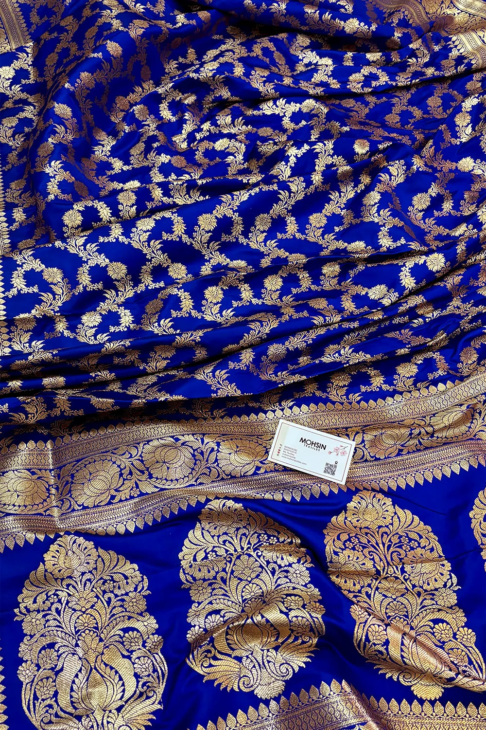 Royal Blue Mughlai Jaal Katan Silk Banarasi Saree